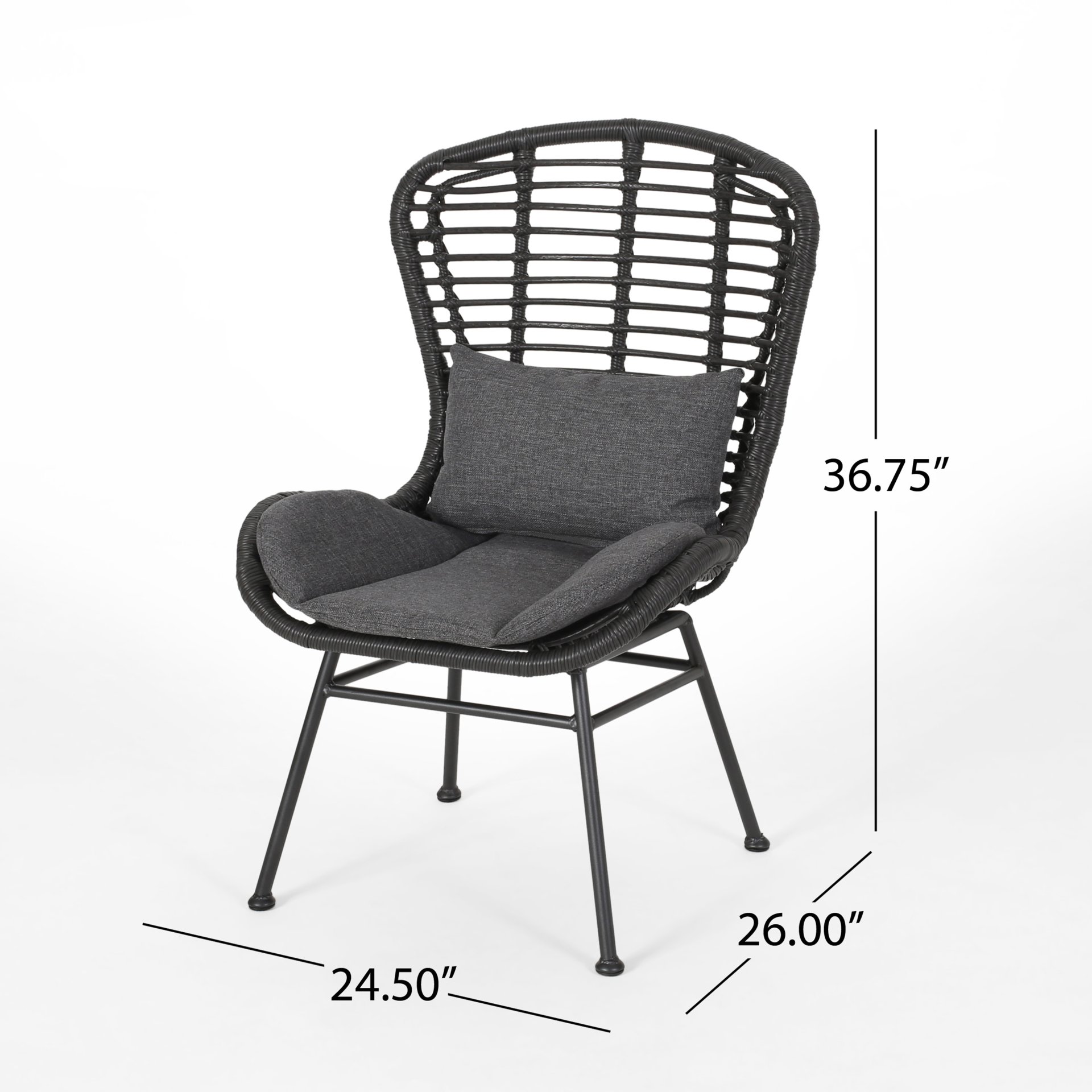 Calypso - Outdoor Chair With Water Resistance Cushion And Iron Frame - Gray - Image 3