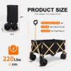 Aluminum Alloy Folding Wagon, Heavy Duty Utility Beach Wagon Cart For Sand With Big Wheels, Adjustable Handle & Drink Holders For Shopping, Camping, Garden And Outdoor - Black - Image 18