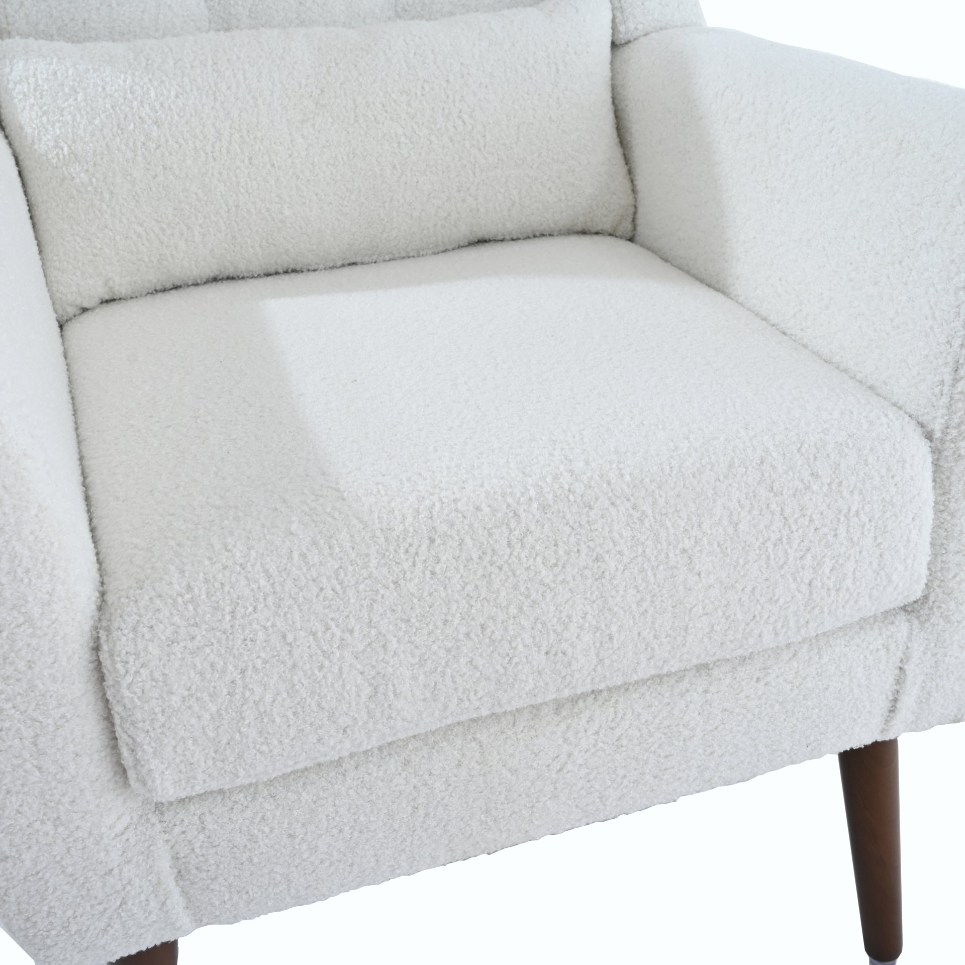 Modern Accent Chair, Teddy Fabric Living Room Chairs Comfy Reading Chair, Mid Century Accent Chair, Lounge Arm Chairs Armchair For Living Room Bedroom - White - Image 18
