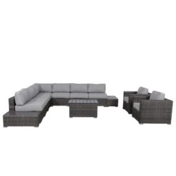 8 Person Outdoor Wicker Sofa Set With Cushions - Brown