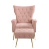 Modern Accent Chair With Ottoman, Comfy Armchair For Living Room, Bedroom, Apartment - Pink - Image 18
