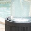 Heavy Cement Round Ribbed Outdoor Water Fountain With Light - Black White - Image 7