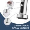 3 In 1 Kitchen Faucet With Press Type Glass Rinser, High Arc Pull Down Sprayer, 3 Function Spray Mode - Brushed Nickel - Image 7