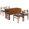 5 Piece Extendable Wood Square Dining Table Set With 2 Drop Leaves, Compact Storage Shelf Kitchen Table Set With Upholstered Chairs For 4 - Brown - Image 10