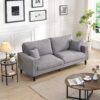 Modern Upholstered Resilience Three Seater Sofa, Comfy Wooden Frame - Light Gray - Image 5