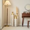 Mother's Day Gift Set Gilded White 3D Relief Flower Metal Vase Set - White / Gold - Image 2