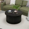 Coffee Table, Round Coffee Table, Modern Side Tables Accent End Table For Living Room, Apartment - Black - Image 2