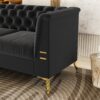 Fx-P83-Bk2 (Sofa) Luxurious Velvet Sofa With Gold Legs, Modern Chesterfield Design, Tufted Upholstery, 3-Seat Couch For Living Room And Office - Black - Image 3