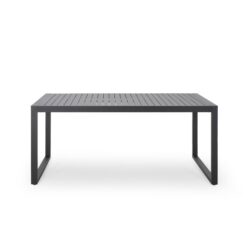 Modern Outdoor Dining Table With, Slatted Top, And U Shaped Legs - Black