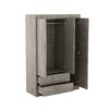 3 Door Wardrobe With 2 Drawers, Grain Effect - Gray - Image 6