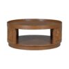 Wooden Mid-Century Modern Coffee Table, Round Cane Coffee Table With Side For Living Room - Brown - Image 8