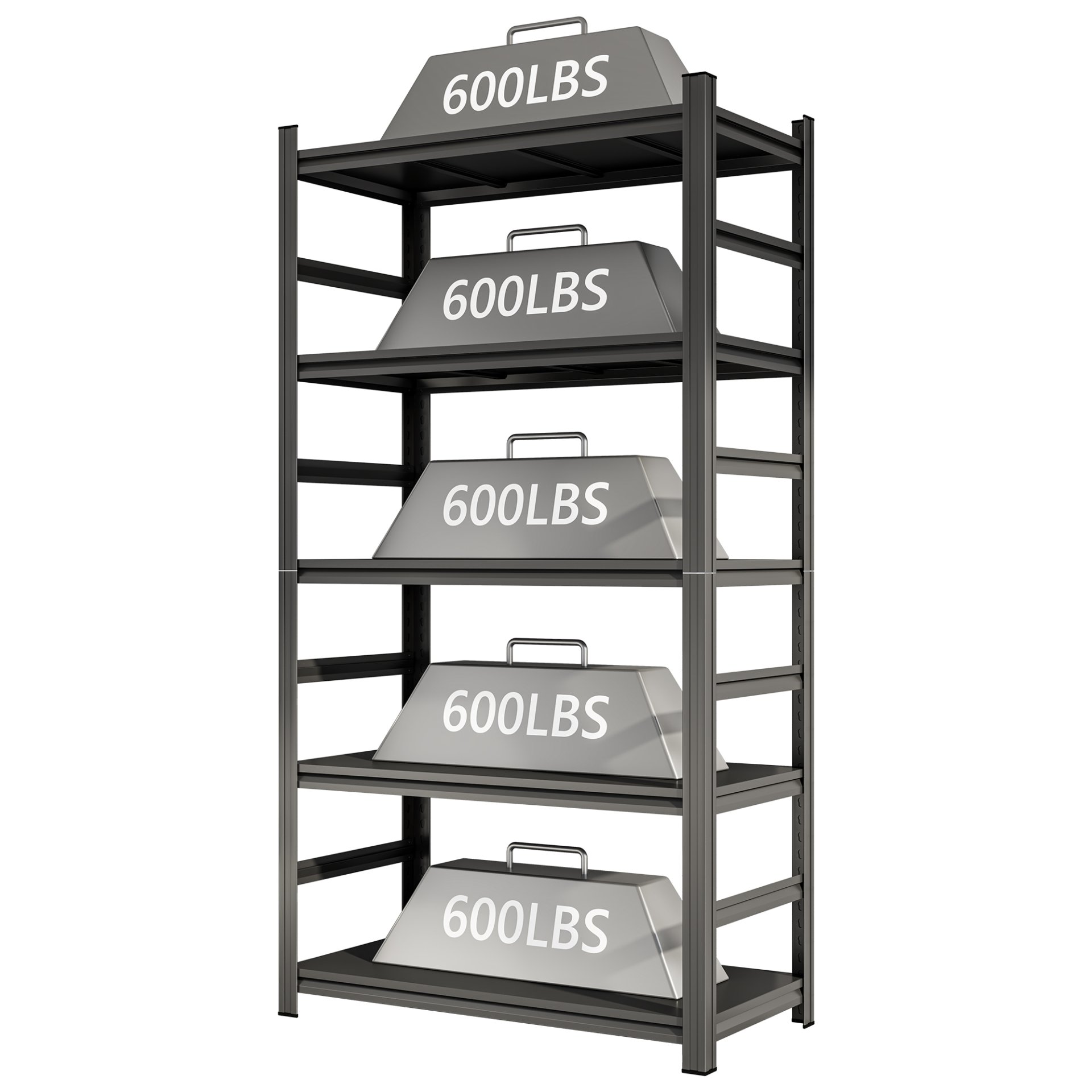 Heavy Duty Storage Rack, 5 Layer Adjustable Shelf, Suitable For Tool Rooms, Garages - Black - Image 6
