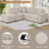 Sleeper Sofa Bed, 2 In 1 Pull Out Sofa Bed L Shape Couch With Storage Ottoman For Living Room, Bedroom Couch And Small Apartment - Beige - Image 6