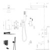 Wall Mounted Square Shower System With Rainfall Tub Spout And Handheld Shower, 10" - Matte Black - Image 3