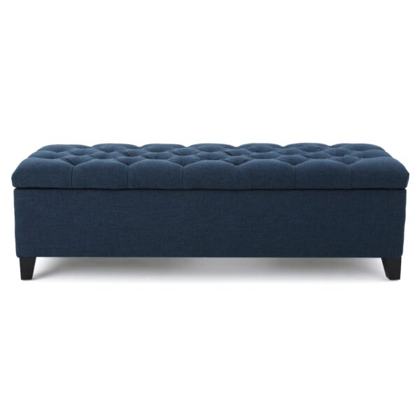 Glouster - Contemporary Storage Ottoman With Button Tufted Design - Navy Blue