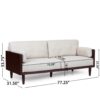 Retro Style Three Seater Sofa With Smooth Upholstery - Beige - Image 3