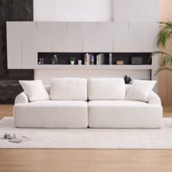 Compression Sofa: 4 Seater Combined Sofa, Crochet Yarn Fabric, Full Sponge Compression Sofa, Combined Sofa With 4 Pillows For Home Living / Home Furniture / Apartment - Beige