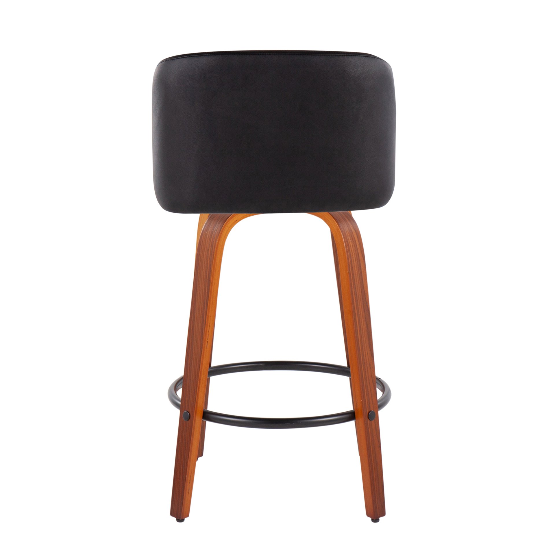 Toriano - Mid-Century Modern Fixed Height Counter Stool & Round Footrest (Set of 2) - Walnut / Black - Image 5