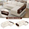 Sectional Sofa Upholstered Sofa Couch With Reversible Armrests For Living Room - Beige - Image 24