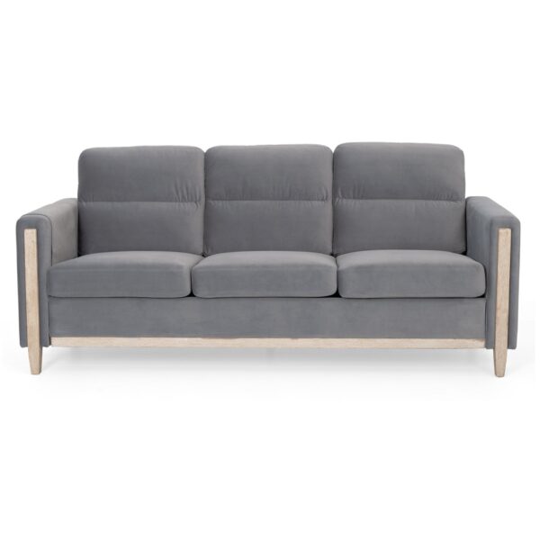 Comfortable Solid Wood Three-Seater Sofa, Soft Cushions, Durable And Long-Lasting, 79.5" Sofa Couch For Living Room - Gray