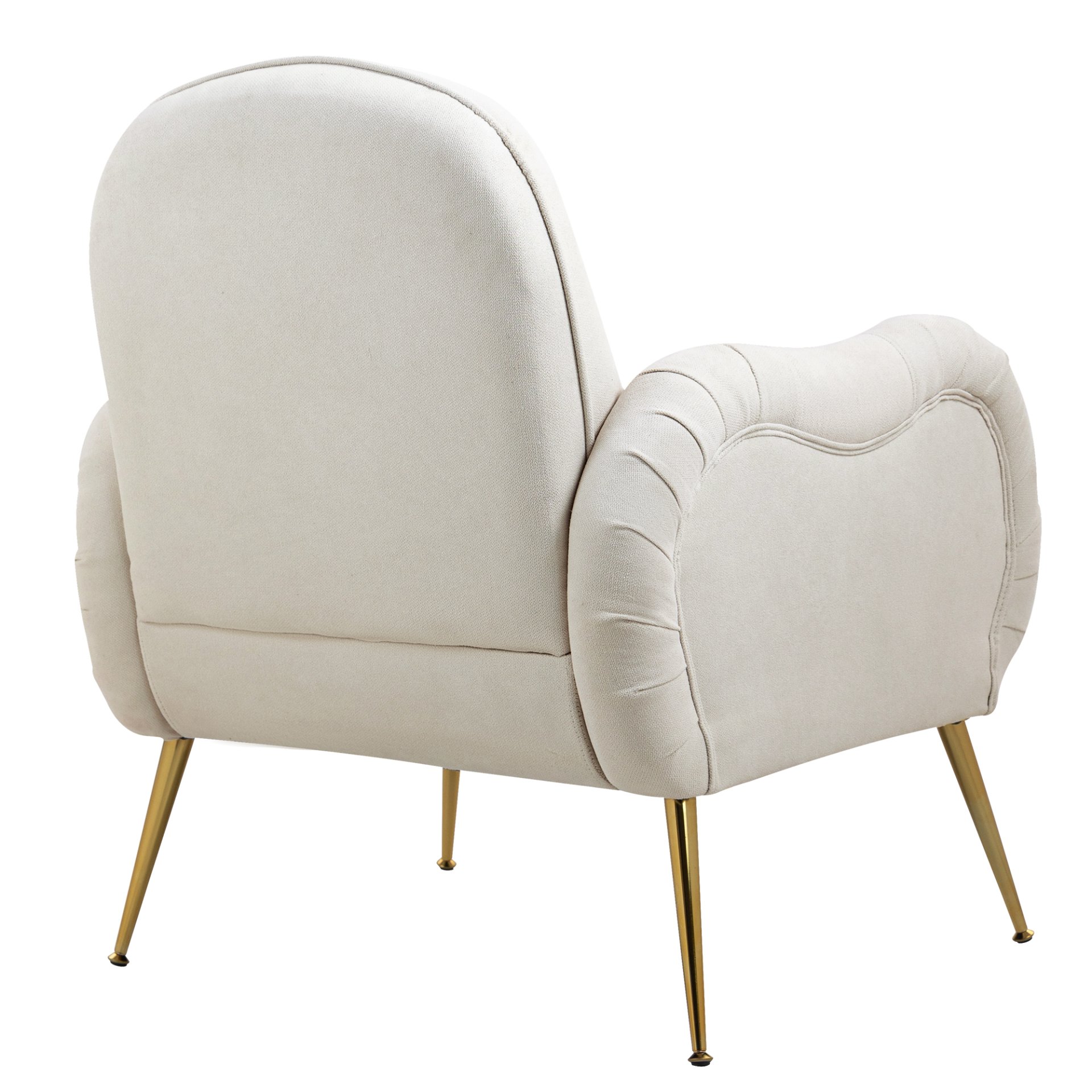 Modern Accent Chair With Snowflake Fabric And Metal Legs, Single Sofa Chair For Living Room - Beige - Image 8
