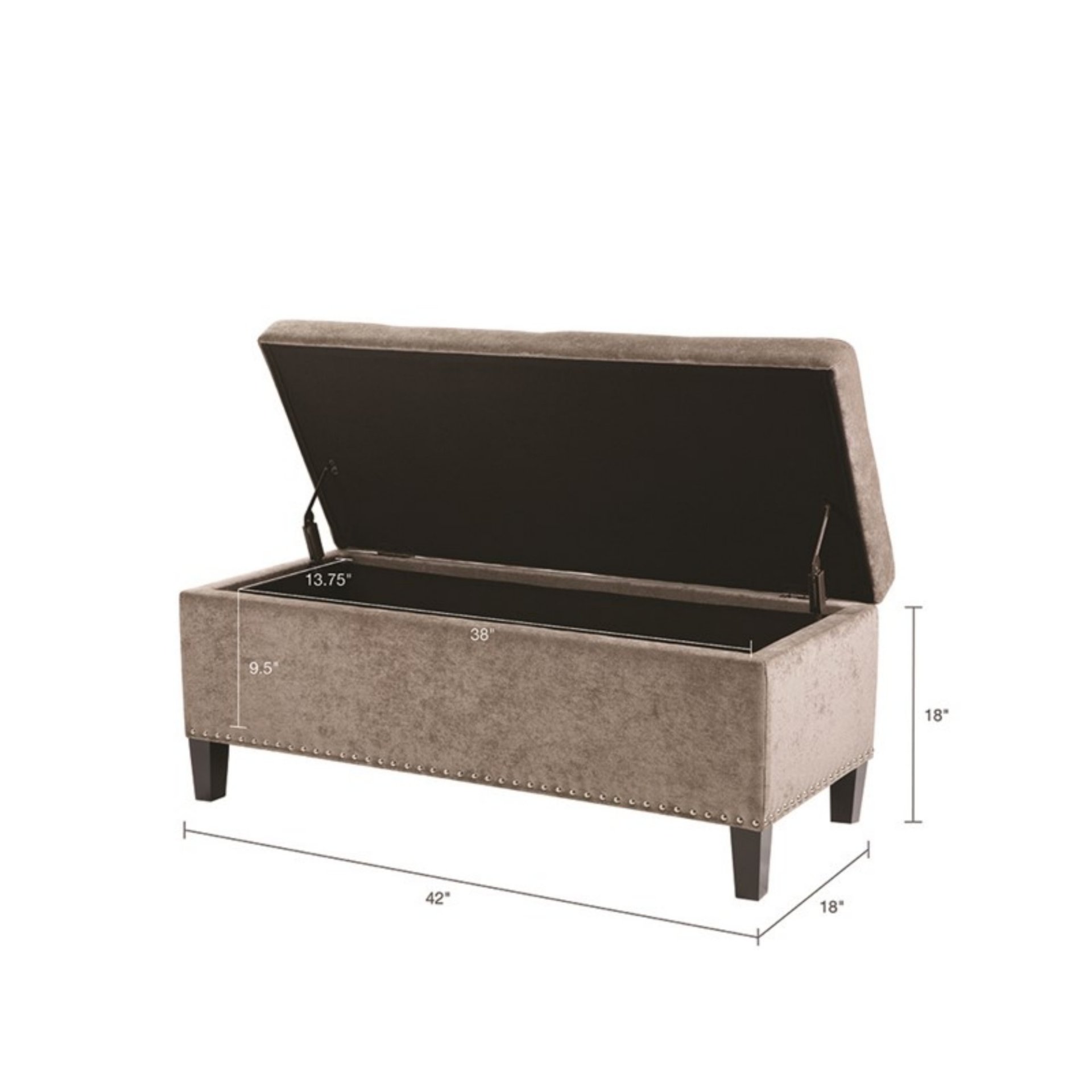 Tufted Top Soft Close Storage Bench With Interior Storage - Taupe - Image 3