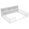 Full Floor Bed With Side Bookcase, Shelves, Guardrails - White - Image 10