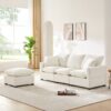 Modern Modular Sofa, 4 Seat Chenille Sectional Couch Set With 2 Pillows Included, Freely Combinable Indoor Funiture - White - Image 14