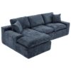 Cloud Sectional Sofa Upholstered Sofa Couch With Double-Layer Cushion And Side Pockets - Blue - Image 21