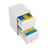 Metal 2 Drawer Mobile File Cabinet With Lock, Under Desk Office Steel Filing Cabinet, 25.6''H Legal / Letter Size Files Storage Cabinet - White - Image 9