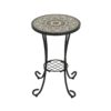 Ceramic Tile And Iron Patio Side Table With Shelf - Brown / Black - Image 6