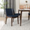 Laura - Linen Dining Chair (Set of 2) - Dark Blue / Dark Brown - Image 18