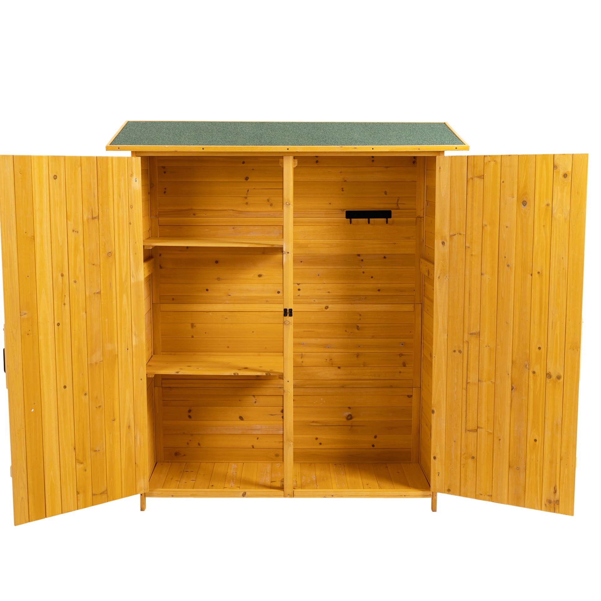Outdoor Storage Shed With Lockable Door, Wooden Tool Storage Shed With Detachable Shelves & Pitch Roof - Natural - Image 15