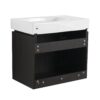 Modern 24" Bathroom Vanity With Ceramic Basin, Wall Mounted Sink Combo Cabinet - Black - Image 8