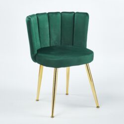 Modern Dining Chair (Set of 2) With Velvet Backrest And Golden Iron Tube Legs - Green