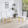 (Set of 4) Backrest Chairs With Gold Metal Legs A Perfect Match, Suitable For Minimalist And Contemporary Home Decor Styles - White / Gold - Image 4