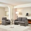 Loveseat Sofa Small Couch For Living Room, Sherpa Fabric Upholstered Loveseat Sofa Couch, Small Loveseat Sofa For Apartment, Bedroom - Gray - Image 4