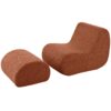 Curved Lounge Chair With Ottoman And High Resilience Foam - Orange - Image 4