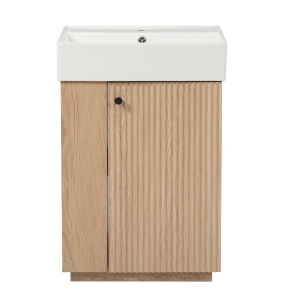 Bathroom Vanity With Sink, 21.6" Freestanding Wood Grain Cabinet With Storage Ideal For Small Bathrooms - Wood