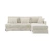 Modern L-Shaped Corduroy Sofa With Reversible Chaise, 4 Seat Upholstered Sectional Indoor Furniture, Convertible Sleeper Couch With Pillows - Beige - Image 24
