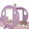 Twin Size Princess Carriage Bed With Crown, Platform Car Bed With Stair - Purple / Pink - Image 12