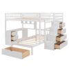 Full Over Twin Bunk Bed With Desk, Drawers And Shelves - White - Image 22