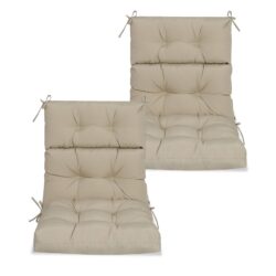2 Piece High Back Patio Chair Cushion Set, Tufted Adirondack And Rocking Chair Cushions For Garden, Porch Or Office Use - Beige