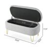 Upholstered Oval Storage Bench With Metal Legs - Gray - Image 3