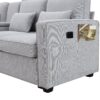Upholstered Sofa With Console, 2 Cupholders And 2 USB Ports Wired Or Wirelessly Charged, Modern Linen Fabric Couches With 4 Pillows (4 Seat) - Light Gray - Image 15