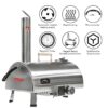Pizza Oven Outdoor 12" Automatic Rotatable Pizza Ovens Portable Stainless Steel Wood Fired Pizza Oven Pizza Maker With Built-In Thermometer Pizza Cutter Carry Bag - Silver - Image 12