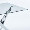 Dining Table With Cross Metal Leg And Tempered Glass, Modern Space Saving Kitchen Table For Living Room Legs, Square Table - Chrome - Image 8