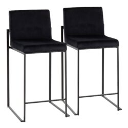 Fuji - Contemporary High Back Counter Stool (Set of 2) - Black