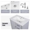 30" Bathroom Vanity With Sink, Bathroom Cabinet With A Door, 3 Drawers Legs, Adiustable Foot Pads - Gray - Image 5