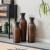 Desktop Vase, Classic And Neat Floor Vase, High Independent Flower Stand, Home Decoration Flower Stand (Set of 3) - Black / Brown - Image 19